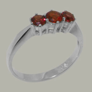 【送料無料】ネックレス　ソリッドホワイトゴールドガーネットリングサイズsolid 9ct white gold natural garnet womens trilogy ring sizes j to z