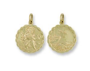 【送料無料】ネックレス 25mmstクリストファーペンダントyellow gold double sided fancy st christopher pendant 25mm