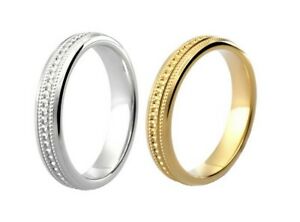 【送料無料】ネックレス　9ctサテンコートmilgrainパターン9ct yellow white gold satin flat court milgrain pattern wedding ring uk hallmark