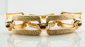 【送料無料】ネックレス　18mmガーネット925スターリングビザンチン7byzantine gold over 925 sterling silver bracelet with garnets 18mm wide 7 long