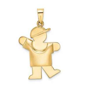 【送料無料】ネックレス イエローゴールドペンダント14k yellow gold puffed boy w hat on left engravable pendant