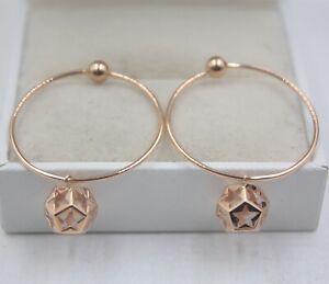【送料無料】ネックレス　18k37mmイアリング28mmau750ボールチャームpure 18k rose gold hoop earrings 28mm hoop au750 37mm full length ball charm 47,988円
