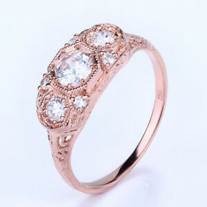 【送料無料】ネックレス　ソリッドｋローズゴールドアンティークビンテージジュエリーリングsolid 14k rose gold antique vintage 3 cz stones engagement engrave jewelry ring