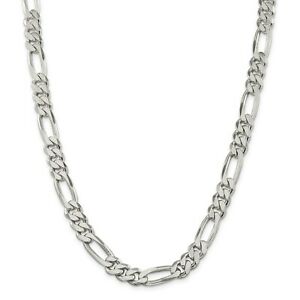 【送料無料】ネックレス　9mmスターリングフィガロリンクチェーンwロブスター1830sterling silver solid 9mm plain figaro link chain w lobster clasp 18 30