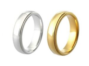 【送料無料】ネックレス　イエローホワイトゴールドフラットコートエッジ9ct yellow white gold flat court milgrain edges wedding ring uk hallmarked 36mm｜hokushin