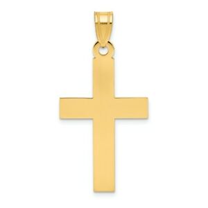【送料無料】ネックレス　イエローゴールドポリッシュクロス14k yellow gold polished cross charm 143g