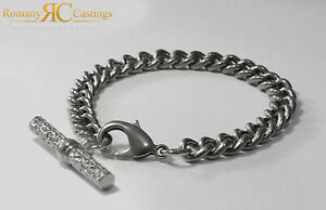 【送料無料】ネックレス スターリングシルバーバーブレスレットインチ925 sterling silver stamped t bar amp; 9 mm round curb bracelet 95 inch 85 g