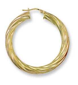 【送料無料】ネックレス イエローゴールドツイストフープイヤリングyellow gold twisted hoop earrings 40mm