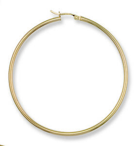【送料無料】ネックレス イエローゴールドラウンドチューブフープイヤリングyellow gold round tube hoop earrings 50mm