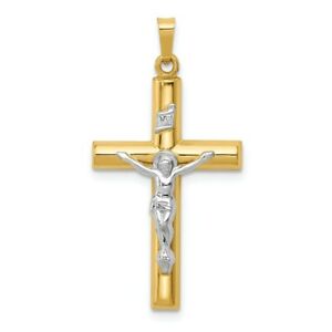 【送料無料】ネックレス　イエローゴールドトーンカラーペンダントグラム14k yellow gold twotone inri hollow crucifix pendant 111gram