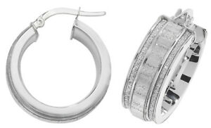 【送料無料】ネックレス ホワイトゴールドミリフープイヤリング9ct white gold 15mm hoops earrings