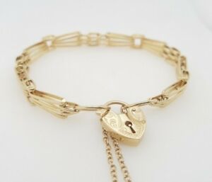 【送料無料】ネックレス　9ctイェローゴールドゲート185cm rrp790preloved 9ct yellow gold ladies gate bracelet with heart clasp 185cm rrp 790