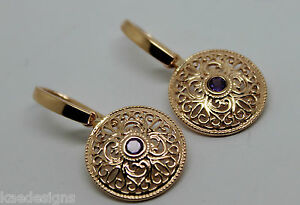 【送料無料】ネックレス genuine heavy 9ct solid rose gold antique sapphirefiligree drop earringsgenuine heavy 9ct solid rose gold antique sapphire