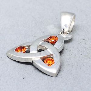 【送料無料】ネックレス　* job lot* 925sterlingtriquetraorange cubic zircon pendents 1133*job lot* 925 sterling silver triquetra orange cubic zirco