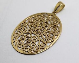 【貨物輸送無料】頸飾り kaedesigns  heavy solid 9コンピュータ断層撮影法 yellow gold largeoval filigree pendantkaedesigns  heavy solid 9コンピュータ断層撮影法 yellow gold large oval filig