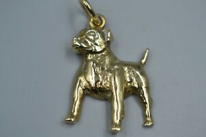 【送料無料】ネックレス　ゴールドペンダント9ct gold staffie dog pendant