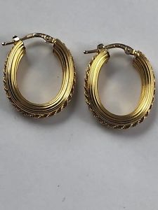 【送料無料】ネックレス 18 kイェローゴールドロープデザインイアリング 18 k yellow gold oval hoop rope design earrings