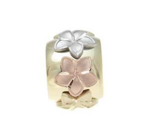 【送料無料】ネックレス　heavy 14kyellow rose white tricolor gold hawaiian plumerialei barrel pendantheavy 14k yellow rose white tricolor gold hawa｜hokushin