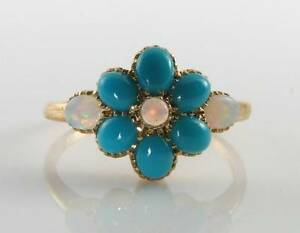 【送料無料】ネックレス　divine 9k9ct gold aus opal persian turquoise artdeco ins daisy ring free sizedivine 9k 9ct gold aus opal persian turquoise