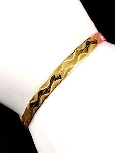 【送料無料】ネックレス　18ksolid yellow gold italy 4mm zigzag herringbone reversiblelink bracelet18k solid yellow gold italy 4mm zigzag herringbon