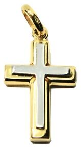 【貨物輸送無料】頸飾り cross pendant white gold and yellow18k750crucifix jewel made インチ italycross pendant white gold and yellow 18k 750 crucifix