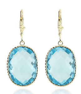 【送料無料】ネックレス トパーズ14kイェローゴールドイアリングhandmade 14k yellow gold gemstone earrings with large oval blue topaz drop