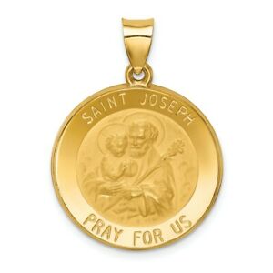 【送料無料】ネックレス　14kイェローゴールドサテンセントジョセフメダル184ペンダントg14k yellow gold polished and satin st joseph medal pendant 184g
