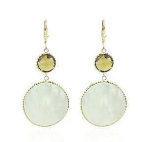 【送料無料】ネックレス パール14kイェローゴールドイヤリングズ14k yellow gold gemstone earrings with mother of pearl and round citrine
