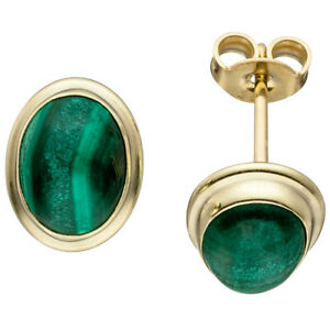 【送料無料】ネックレス イアリングマラカイトグリーン585イェローゴールドstuds earring ear jewelry, oval malachite green, 585 gold yellow gold ladies