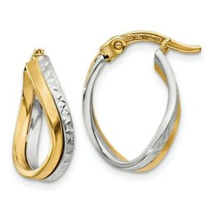 【送料無料】ネックレス　ツートンカラー14kイェローゴールドイアリング151gm14k yellow gold twotone polished hoop earrings 151 gm 50,388円