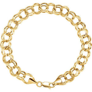 【貨物輸送無料】頸飾り 57粍14kイェローゴールド72557粍 double link charm 725 bracelet インチ 14k yellow gold