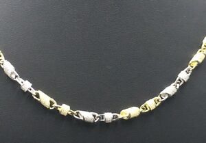 【貨物輸送無料】頸飾り two tone 925sterlingcubic zirconbarrel link 35chain 1610two tone 925 sterling silver cubic zircon barrel link 35 chain   1