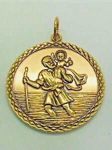 【送料無料】ネックレス 9ctイェローゴールドstクリストファーペンダント9ct yellow gold round st christopher pendant