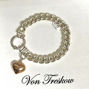 【送料無料】ネックレス  vonトレスコフスターリングチャームボルト von treskow sterling silver curb bracelet rose gold puffy heart charm bolt