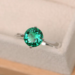 魅了 ネックレス 0 Ctカットエメラルド14kホワイトゴールドサイズm N O P0 Ct Round Cut Emerald Gemstone Engagement Ring 14k White Gold Size M N O P 驚きの値段 Poloelevators Com