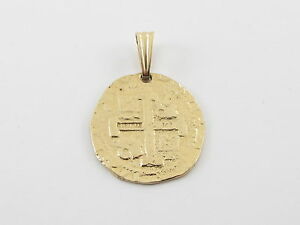 【送料無料】ネックレス　14kイェローゴールドクロチャームペンダント14k yellow gold crusader cross charm pendant