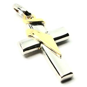 【貨物輸送無料】頸飾り イタリアホワイトゴールドペンダントクロスpendant cross インチ yellow and white gold 18k 750 bicolor crucifix made インチ italy