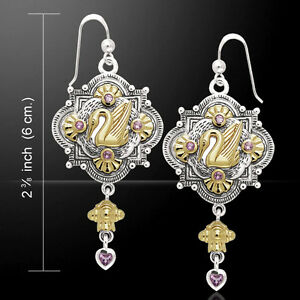 【送料無料】ネックレス　エイミーzerner925スターリングピーターストーン18kアクセントイアリングamy zerner swan 925 sterling silver 18k gold accent earrings by peter stone