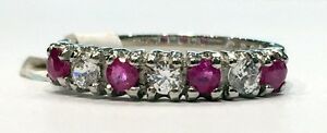 【送料無料】ネックレス ホワイトゴールドルビーリングサイズ9ct white gold  cz amp; ruby 7 stone eternity ring size n