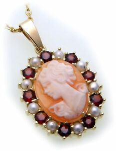 【貨物輸送無料】頸飾り シャンデリアmgranat甲羅333黄みscapendant mgranat shell gem cultured pearls gold 333 garnet jewelry yellow sca
