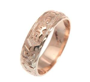 【送料無料】ネックレス　solid 14k rose gold custom made hawaiian plumeriascroll ring raised letter 6mmsolid 14k rose gold custom made hawaiian plu