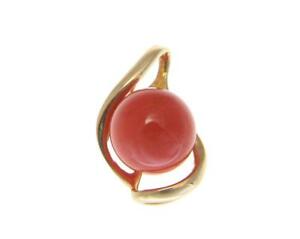 【送料無料】ネックレス　ピンクコーラルボールペンダントソリッドｋイエローゴールドスライドgenuine natural pink coral 1052mm ball pendant slide solid 14k yellow gold