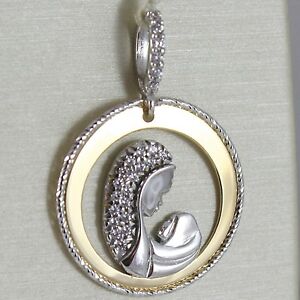 【送料無料】ネックレス　ペンダントメダルラウンドイエローゴールドホワイトメアリージェーンイエスジルコンpendant medal round yellow gold white 750 18k mary jane jesus zircon, worked