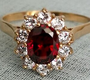 【送料無料】ネックレス　マグビンテージソリッドイエローゴールドガーネットジルコンリングmagnificent vintage 9k solid yellow gold natural garnetzircon ring, s12,5z｜hokushin