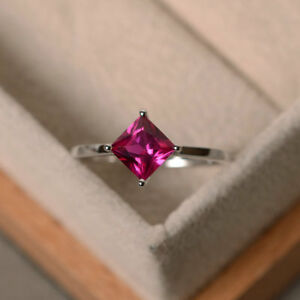 【送料無料】ネックレス 150 ctカットルビー14kホワイトゴールドサイズm n o150 ct princess cut ruby anniversary ring 14k solid white gold size m n o