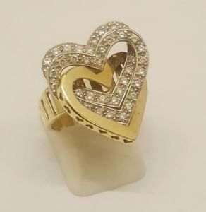 【貨物輸送無料】頸飾り beautiful ladies 14コンピュータ断層撮影法 solid gold cubic zirconia settriple heart cluster ringbeautiful ladies 14コンピュータ断層撮影法 solid gold cubic zirconi