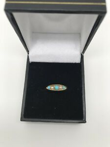 【送料無料】ネックレス　18ctイェローゴールドトルコサイズn18ct yellow gold turquoise and pearl ring size n