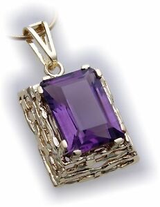 【送料無料】ネックレス ペンダントgeniune585アメジスト14×10mm14ctpendant geniune gold 585 real amethyst 14 x 10 mm quality yellow ladies 14ct