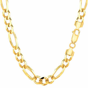 【貨物輸送無料】頸飾り 10kイェローゴールドフィガロチェーン60粍85in10k yellow gold solid figaro chain bracelet, width 60粍, length 85 inch