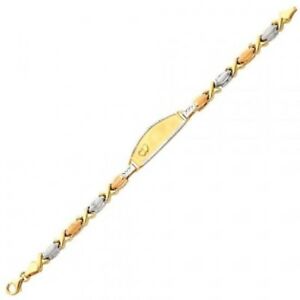 【送料無料】ネックレス　14kトリstampato614k solid tricolor gold fancy identification stampato bracelet, 6